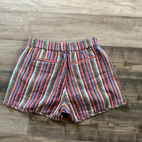 Madewell Linen Pull On Shorts Womens Size XS Rainbow Stripe Beach Vacation - Picture 3 of 3